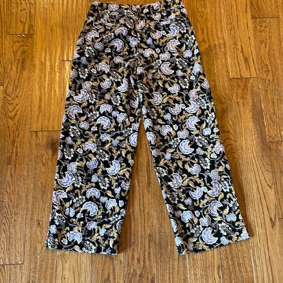 Garnet Hill purple floral corduroy wide leg pant size 4 - Picture 12 of 14